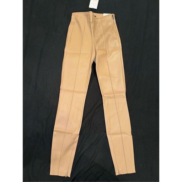 Zara size XS tan leather leggings new with tags - Picture 1 of 4